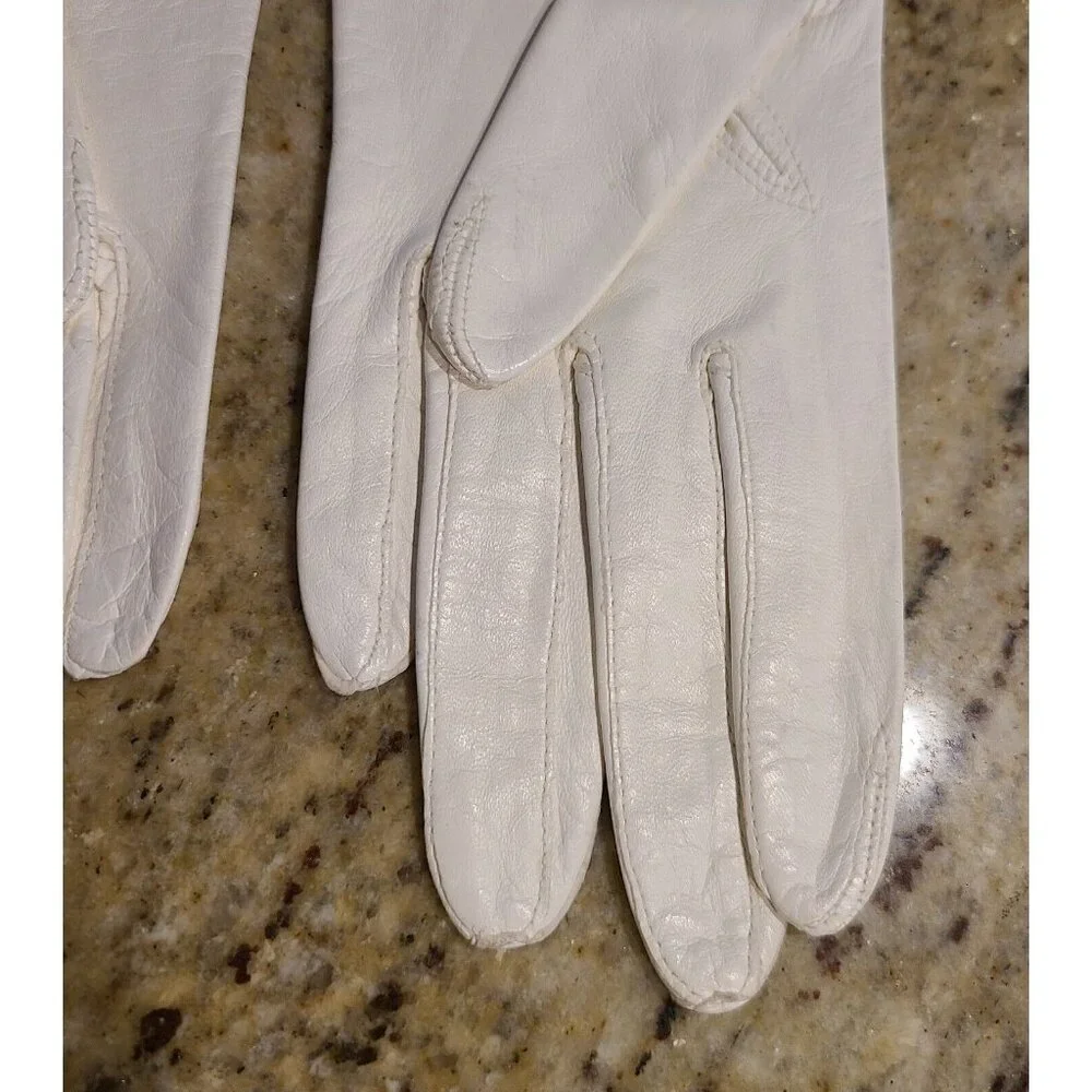 Vintage Size S 6.5 White Leather Formal 8